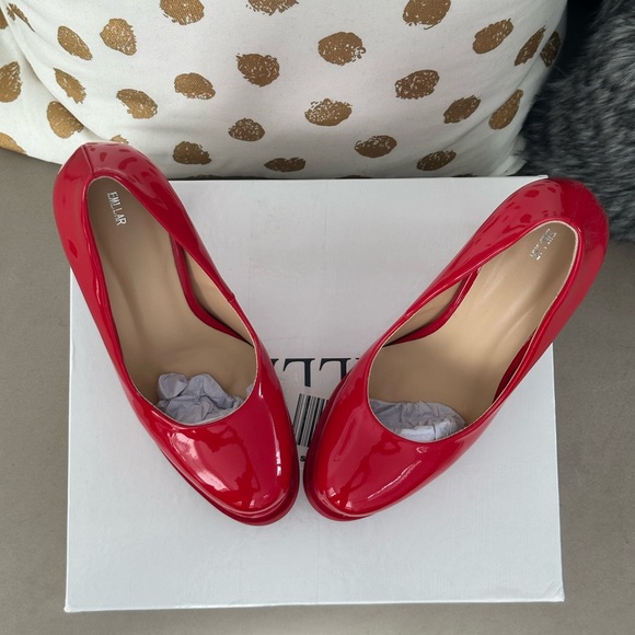 Candy Patent Red Chunky Platform 6” Heels - Picture 4 of 10